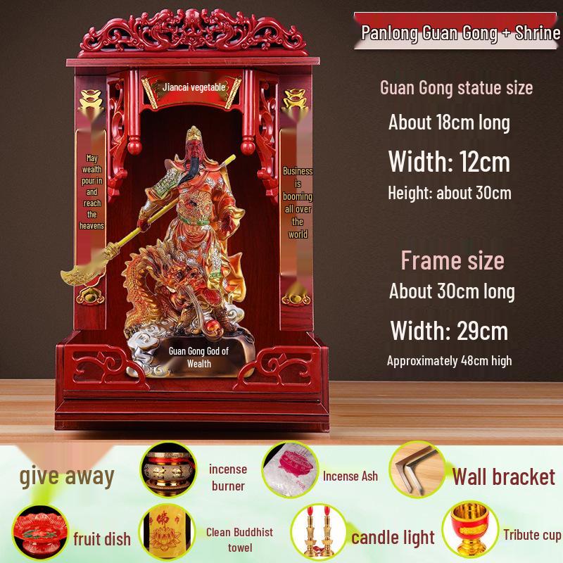 Guan Gong God of Wealth Statue - Attracts Prosperity, Worship Niche Decor.