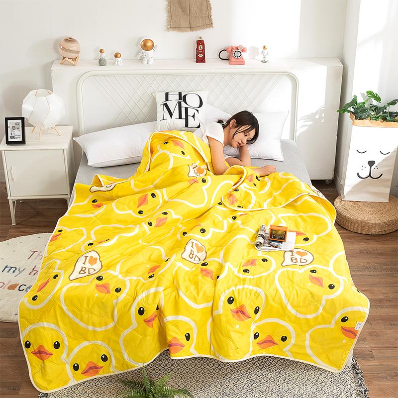 Cute Rubber Duck Summer Quilt Cartoon Ducks Gifts Bedspread Thin Comforter All-Season Quilted Air Conditioner Quilts For Bedroom