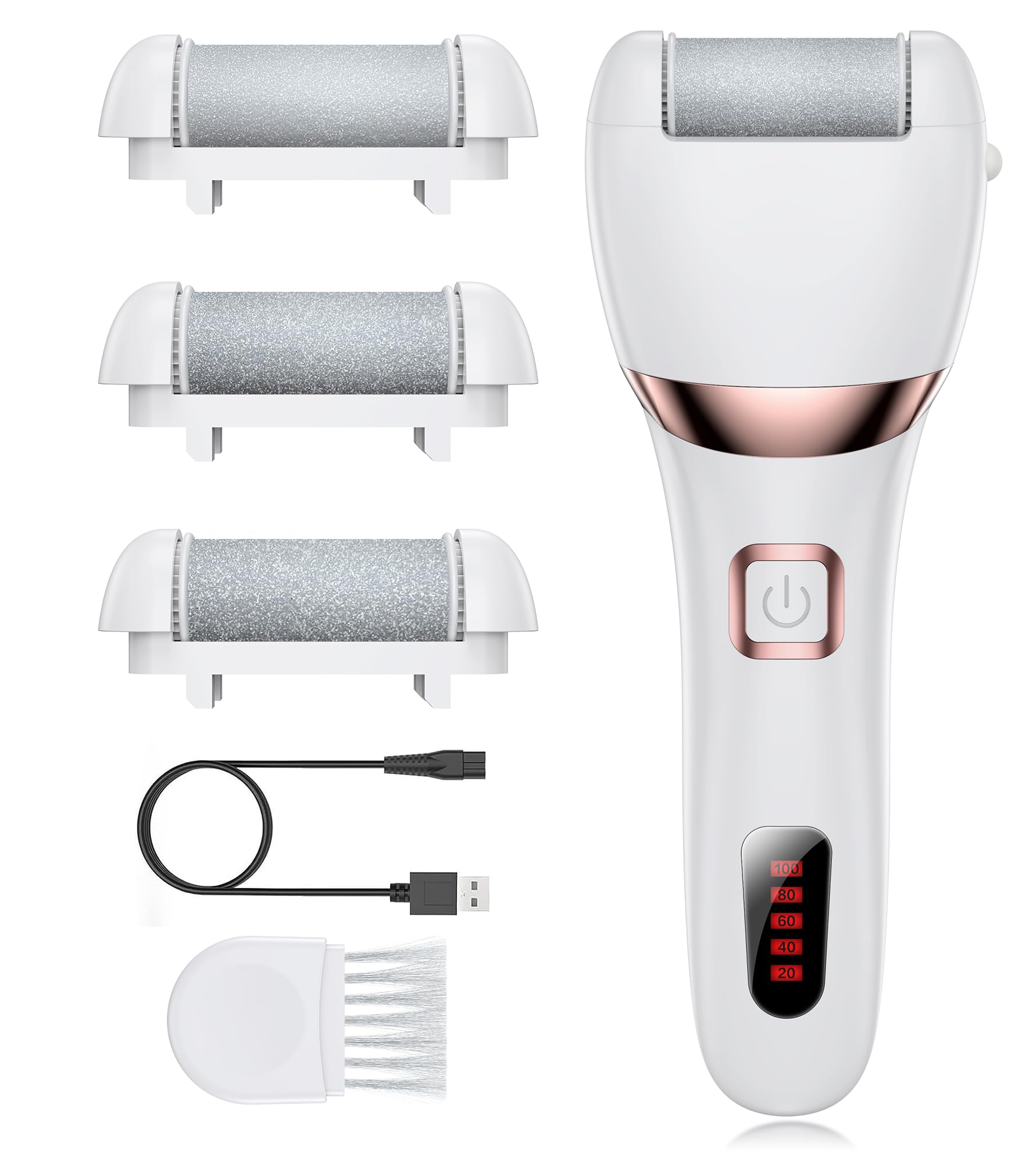 

Electric Heel Callus 4 Remaining Level USB Hard Skin Home Instruction Manual Included Remover, Rollers, Display, Rechargeable, Washable, Remover,