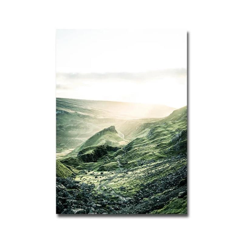 

Islamic Sabir Green Poster with White Roses Flower Line Art Scotland Landscape Canvas Painting Wall Picture Living Room Decor 21cm×30cm NoFrame