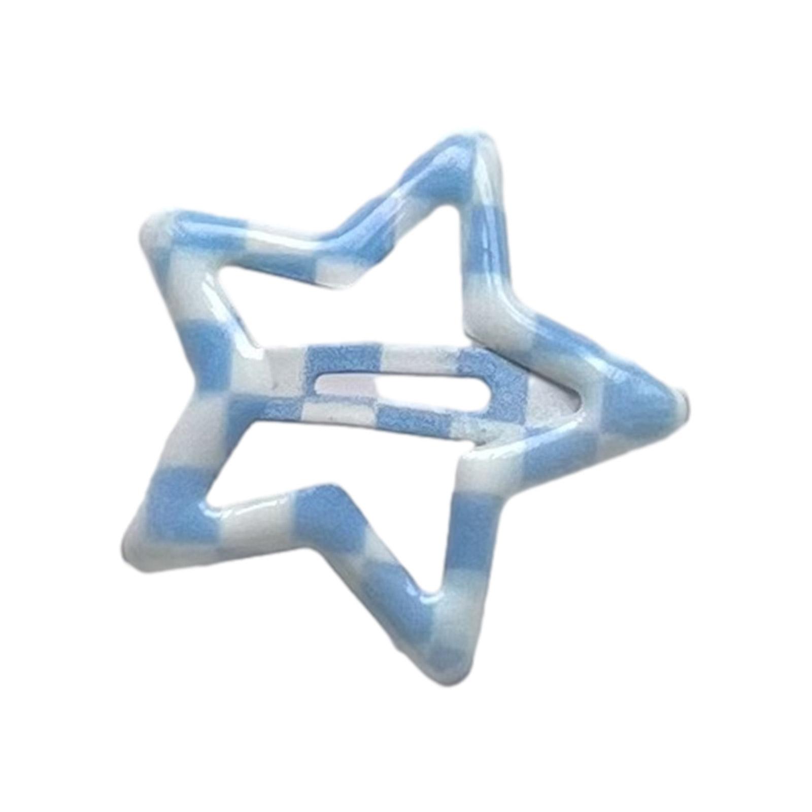 

Hair Clip for Hot Girls Grid Star Shape Hair Barrettes Lattice Print Harajuku Ponytail Hair Barrettes for Teens Girls 1 синий