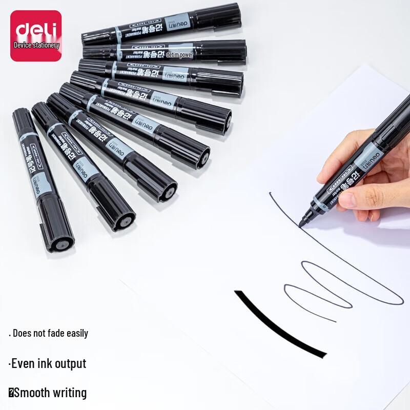 Deli S555 Dual-Tip Marker Pens, 10-Pack