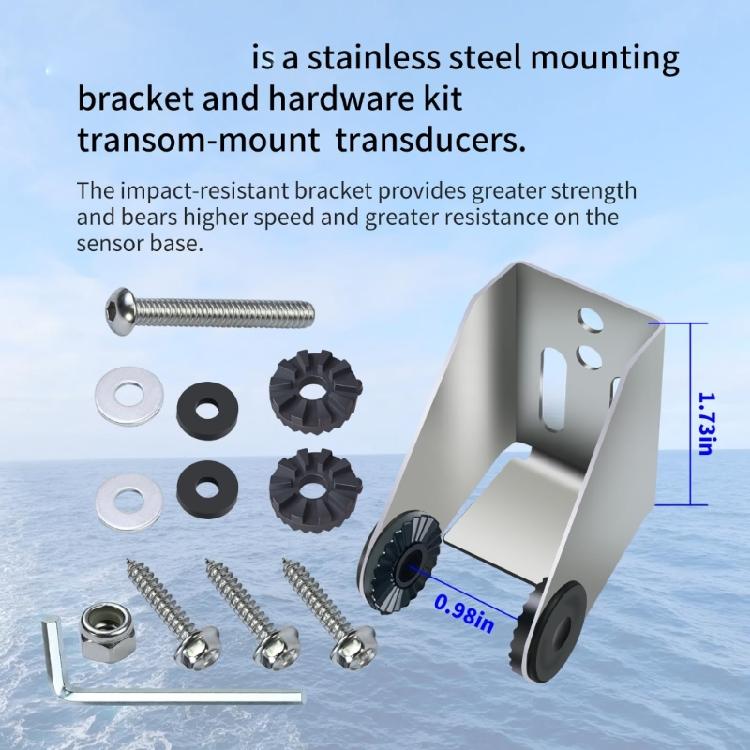 Boat Transom Mount Bracket for XNT 9 20, XNT 19 20 T, XNN 14 20 T, XIT 14 74 T Marine Transducer Installation, One Metal Hardware Set with Round