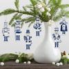 16pcs Blue White Wooden Christmas Cat Ornaments Nutcracker Teapot Christmas Decorations Christmas Tree Ornament Accessories