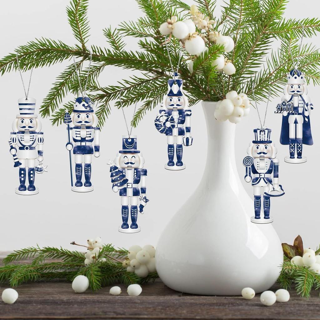1 Set Vintage Christmas Wooden Craft Nutcracker Pendants Party Decoration Xmas Tree Hanging Ornament Kids Gift Home Supplies