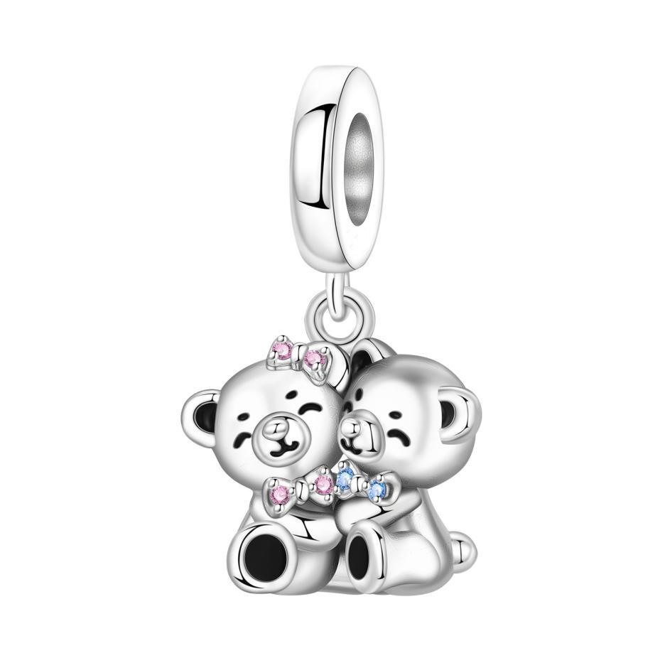 S925 Silver Cute Panda Bear Penguin Beaded Pendant Bracelet Handmade Jewelry Gift for Women Girls