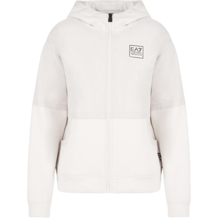 Emporio Armani EA7 FW24 Loose Fit Hooded Zip-Up Long Sleeve Sweatshirt Women sweatshirt Light-Gray 6DTM32-TJZUZ-1120 XL 19970₽