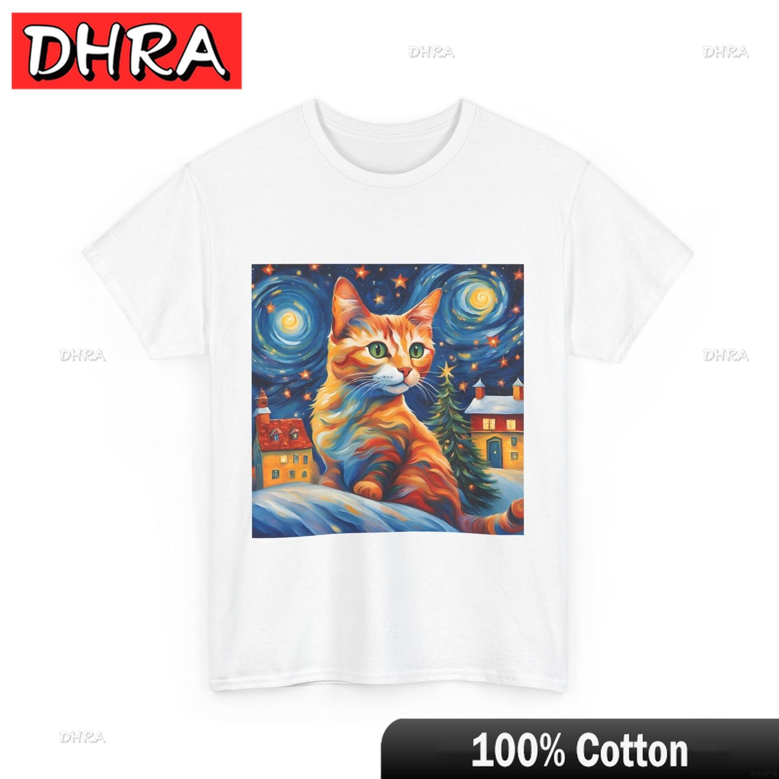 Van Gogh Cat Shirt Van Gogh Christmas Cat Shirt Starry Night Cat Shirt Tshirts Funny Comfy Fresh Tshirt Aesthetic Latest Fashion S