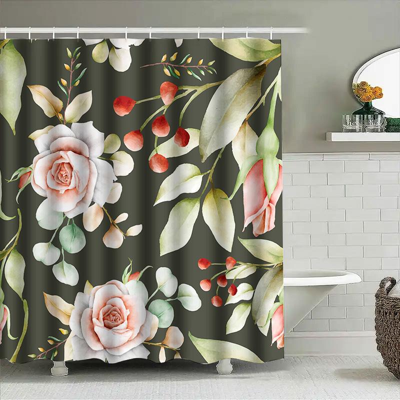 Modern Floral Shower Curtain Elegant Bathroom Decor for Your Home
