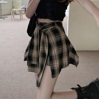 Women's A-Line Plaid Skort with Irregular Design - 2025 Summer Collection