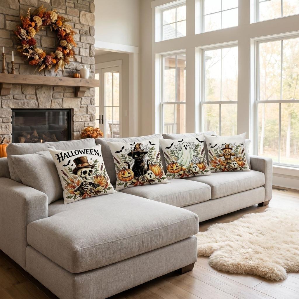 Halloween Print Throw Cover or Decorative Pillowcase for Sofa Couch Bedroom Decor