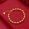 24k Real Gold Cat's Eye Gold Bead Bracelet for Women with Simple and Fashionable Style, Versatile Gold Jewelry