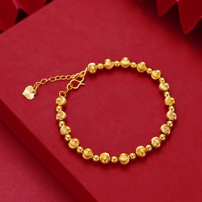24k Echtgold Katzenauge Goldperlen Armband für Damen im schlichten und modischen Stil, Vielseitiger Goldschmuck