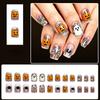 Spider-Web Ghost Pumpkin Glitter Press On Nails 24 Pieces Resin Square Shape Halloween Party Wearable Nail Set for Women Teens