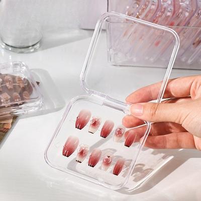 Scatola portaoggetti per unghie indossabile, Scatola per gioielli con coperchio a ribalta, Scatola trasparente per nail art, Supporto fatto a mano, Scatola da esposizione da scrivania
