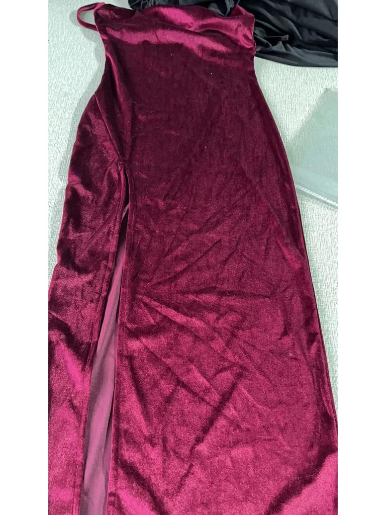 2025 Summer Velvet Spaghetti Strap Slim-Fit Slit Evening Dress for Women