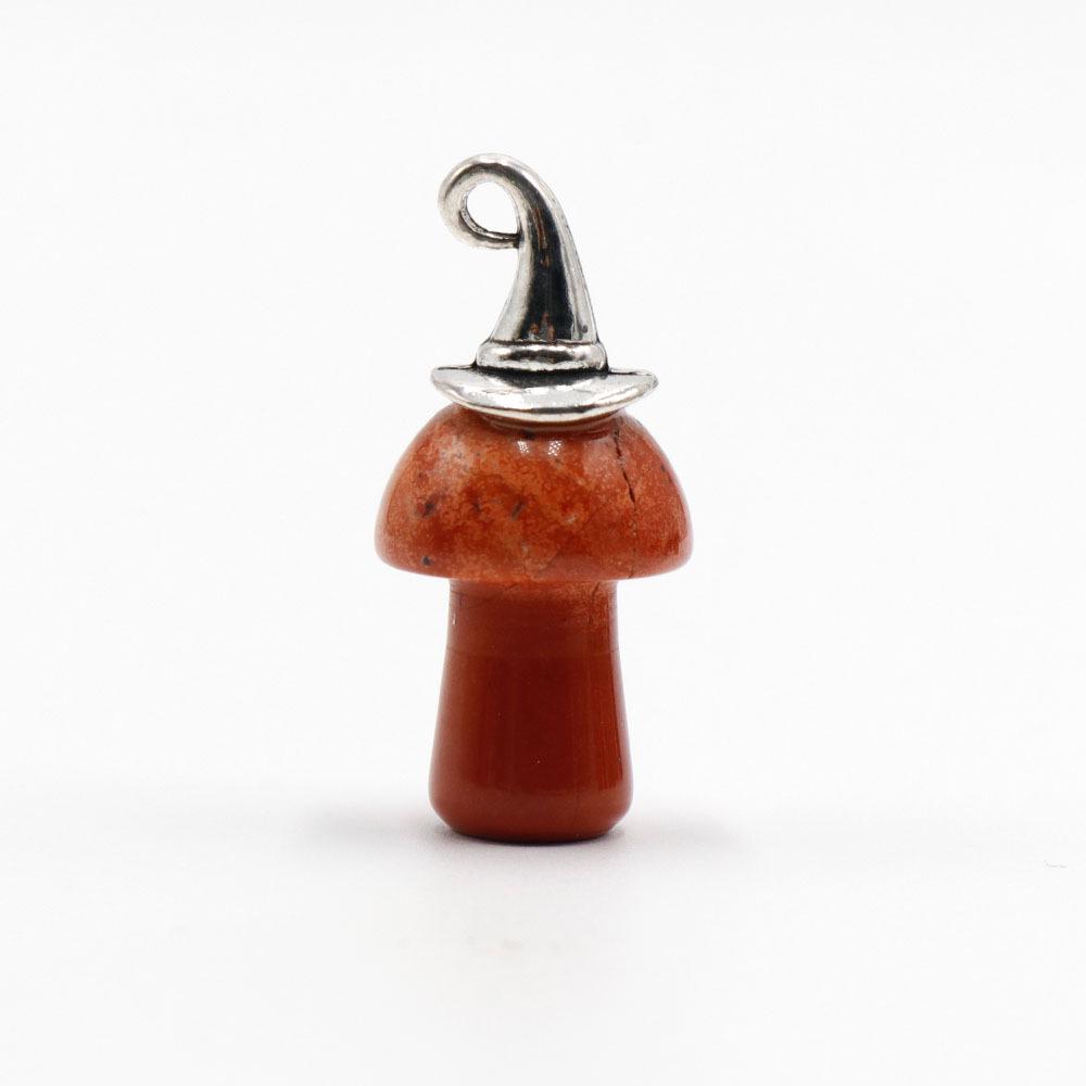 Натуральный агат Подвеска Гриб в шапке Санты с ожерельем из розового кварца – Шарм из полудрагоценного камня на Хэллоуин