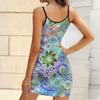 Summer New Style Vintage Pattern Print Sleeveless Bodycon Dress with Pockets Sexy Slim Fit Elegant Party Dress