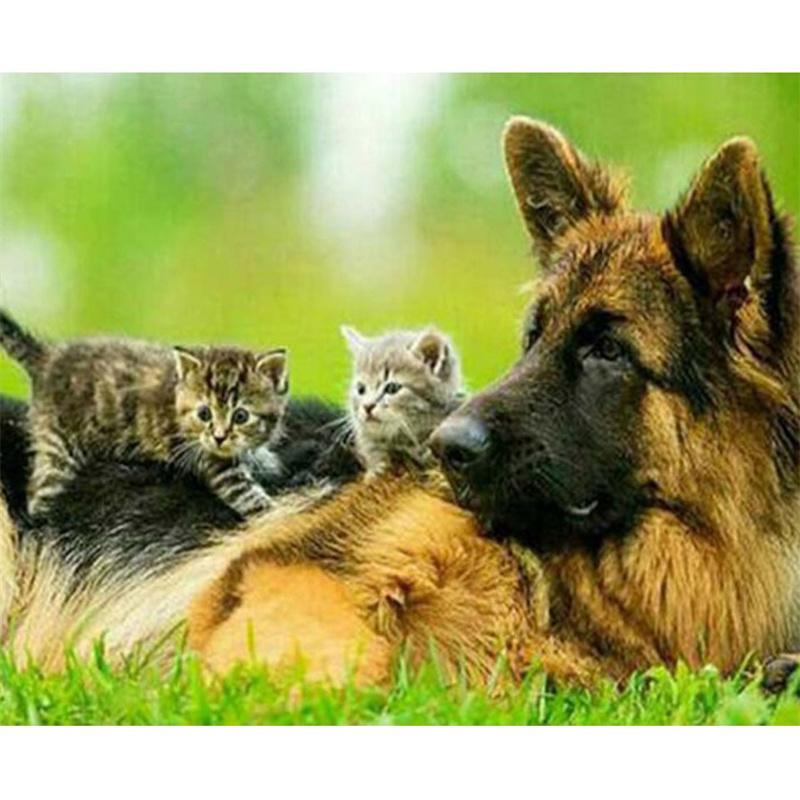 DIY 5D Diamond Painting German Shepherd Full Round Drill Animal Dog Pet Diamond Embroidery Cross Stitch Mosaic Home Decor