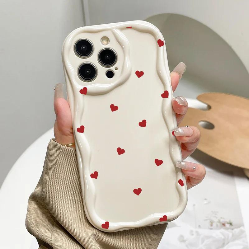 Wavy Edge Love Heart Leaves Phone Case For Samsung Galaxy S26 S24 S25 S23 Ultra S22 S21 S20 Plus FE Clear Soft Silicone Cover