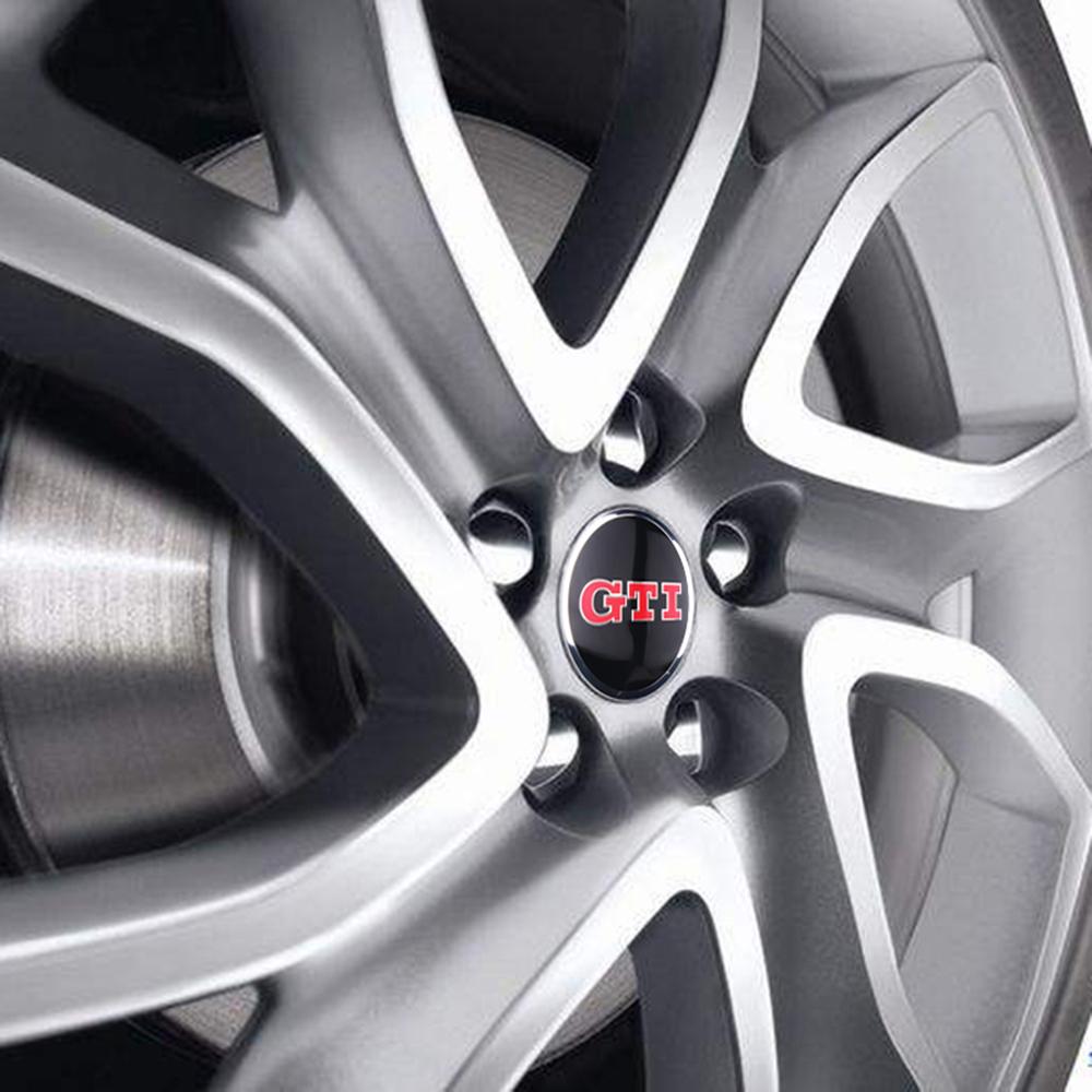 Car Sticker Styling Mouldings 4Pcs Aluminum Metal Emblem Car Wheel Center Hub HCaps Sticker Badge For Volkswagen VW R GTI Golf 5