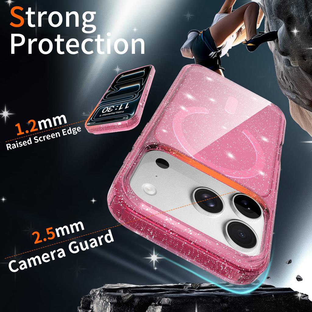 Sanfeng für Apple 16 Handyhülle für IPhone 17 Pro Flash-Puder Hohe Transparenz Anti-Fall Schutzhülle 15pm Schutzhülle