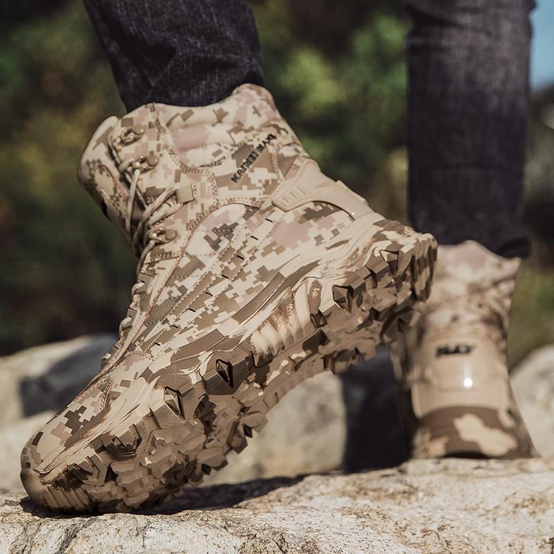 Men High-top Boots Men Outdoor Anti-slip Ankle Boots Comfortable Shoes Men Wear-resistant Thick-soled Casual Hiking Shoes Men