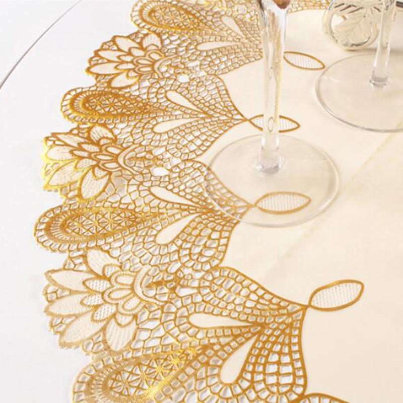 PVC Waterproof Oilproof Round Tablecloth 70 CM Dining Table Cloths Home Table Cover Light Luxury Christmas Decoration