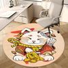 1pc Anime Cat with Gold Coin Round Carpet - Office Chair Mat, Non-Slip Rug for Home Decor, Seasonal Gift, Suitable for Office, Living Room
