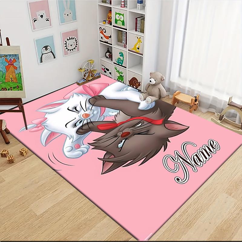 Custom Name Cheshire Cat Hearts Theme Carpet Rug Customizable Soft Washable Anti-Slip Home Living Room Sofa Mats Personalized Rug. 0909416