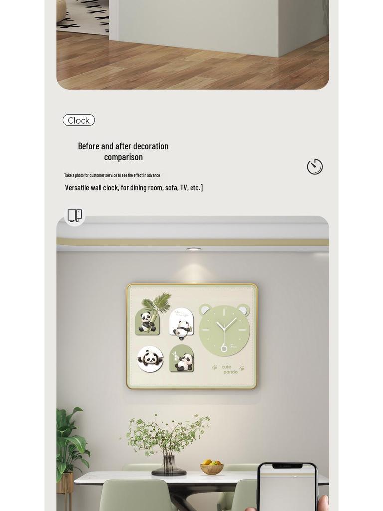Modern Luxury Panda Wall Clock: High-End Creative Home Decor for Living Room