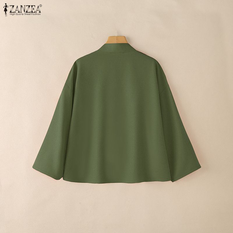 ZANZEA Womens Casual V-Neck Long Sleeve Loose Cardigan Tops