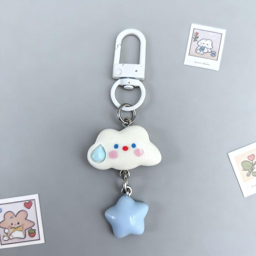 Cute Cloud Star Keychain Mini Bag Doll Pendant Backpack Charm Accessory Best Friend Gift Key Ring