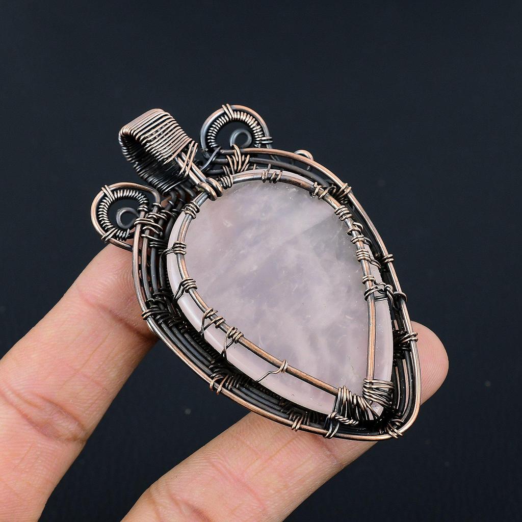 Lebensbaum Rosenquarz Schmuck, 999 Kupferdraht umwickelter Anhänger Handgefertigter Edelsteinschmuck, Geschenke für Ehefrau Brandneuer Anhänger