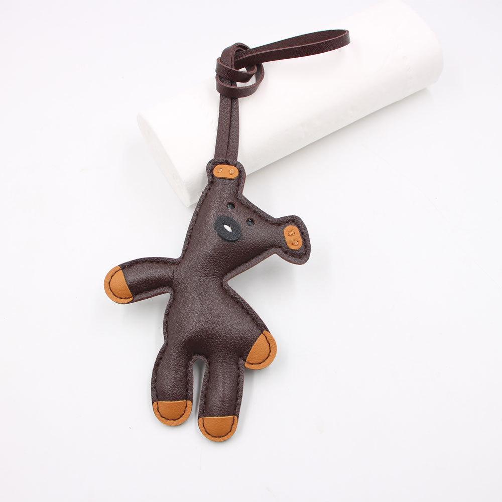 In Stock Cartoon Teddy Bear Leather Bag Pendant with Lanyard Accessories