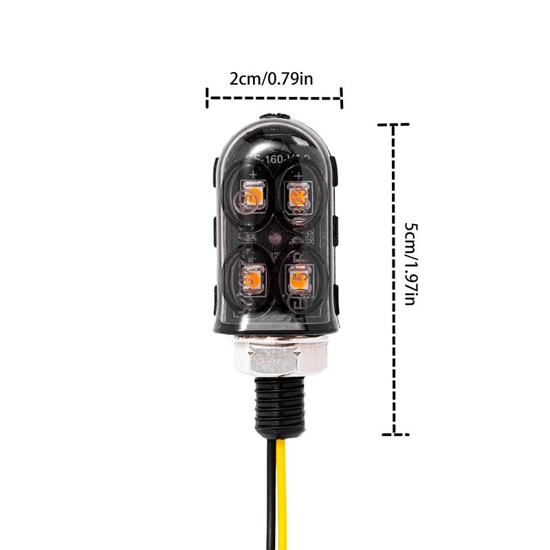 2Pcs Mini Motorcycle LED Turn Signal Lights Amber Flashing Light Blinker Turn Signal Lamp 12V Moto Indicator Lamp Accessories
