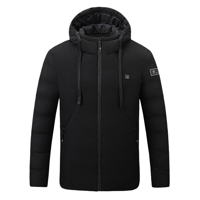 Heated Cotton Coat: Smart Electric Hooded Winter Jacket for Men