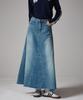 AWESOME STUDIO Flare Maxi Long Denim Skirt Black