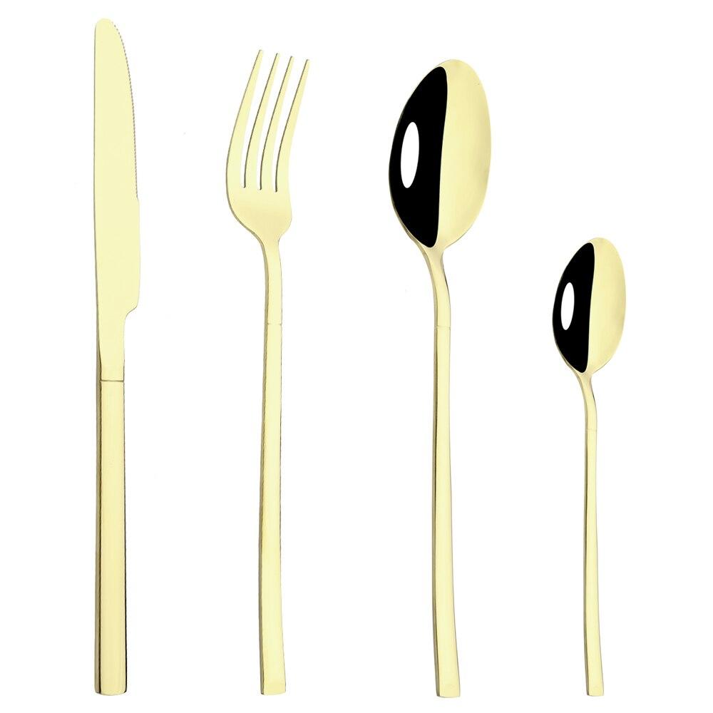Blue Gold Mirror Dinnerware Cutlery Set Stainless Steel Tableware Set Home Knife Fork Coffee Spoon Flatware Silverware Set