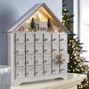 Christmas Wooden Advent Calendar With 24 Drawers House Pine DIY Countdown Calendar Multi Purpose Craft Storage Box