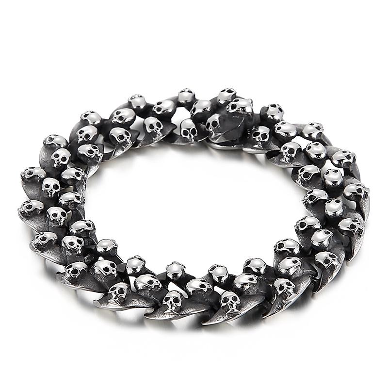 KALEN Punk Fine Jewelry Fashion Bracelets Men Multiple Style Chain Stainless Steel Skull Links Bracelet