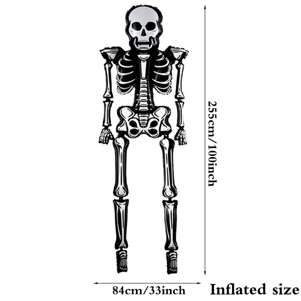 100'' Halloween Skull Balloon Giant Skeleton Foil Balloon Skeleton Birthday Party Supplies Spooky Halloween Balloons Decorations