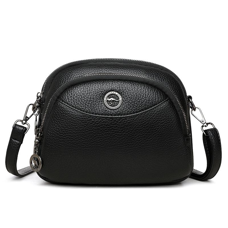 

Женская сумка-ракушка винтажная многослойная на плечо легкая из мягкой кожи сумка кроссбоди чёрный