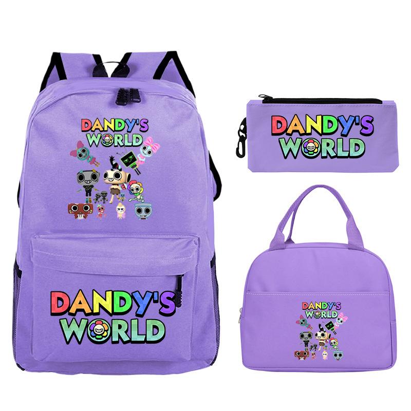 Dandy's World Game Merchandise Printed Children's School Bag Set Teen Backpack Three-piece Set