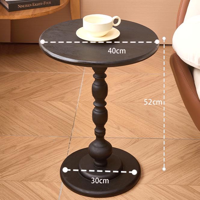 Retro Solid Wood Mini Coffee Table & Movable Side Table with Storage