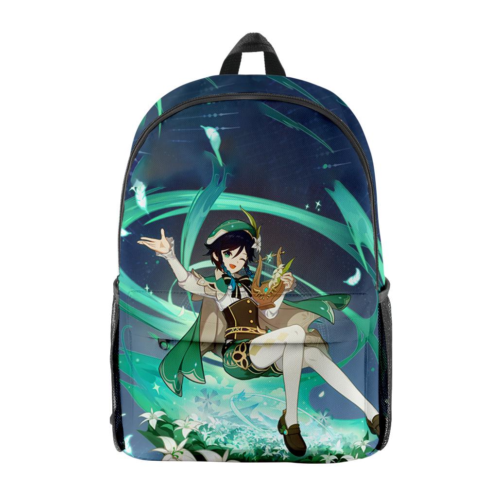 Fashion Youthful Genshin Impact Venti Student School Bags Notebook Backpacks 3D Printed Oxford Waterproof Boys/Girls Travel Bags