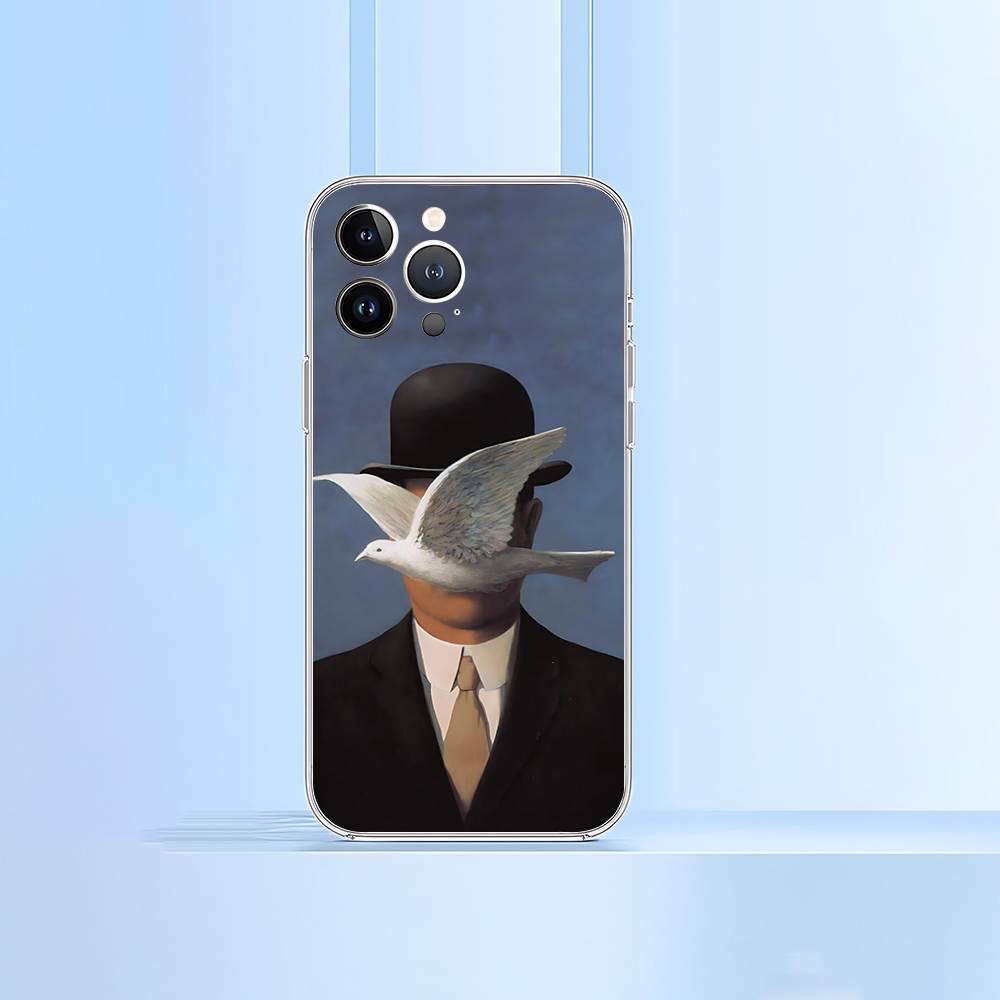 H-Rene Magritte-S Art Phone Case For Iphone 16 15 11 13 14 Pro Max 7 8 Plus X Xr Xs Max Se2020 12mini Transparent Cover
