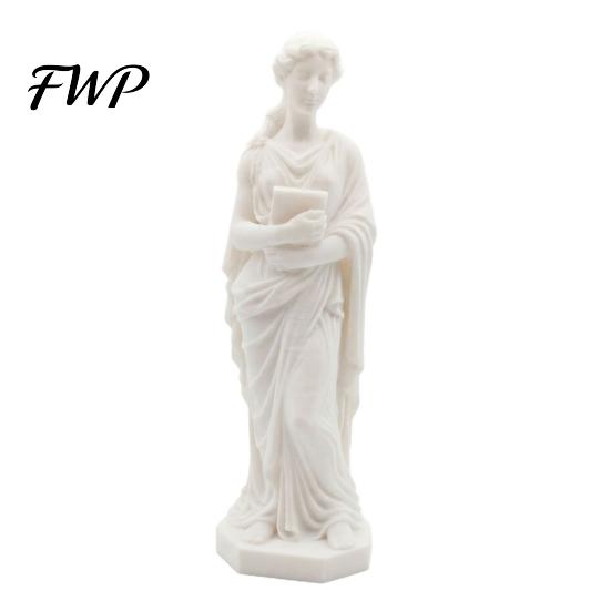 Bedroom Decorative Statue 3D Printed Goddess Figurine Greek Mythology Holding Book Imitation Stone Sculpture for Living Room Home Desk Shelf Decor