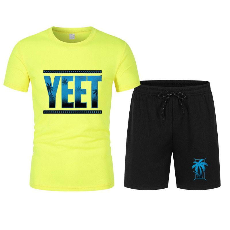 New Men's Black Jey Uso Yeet T-Shirt Shorts Set Summer Short Sleeve Men Overiszed Suits New Causal Clothing Sets