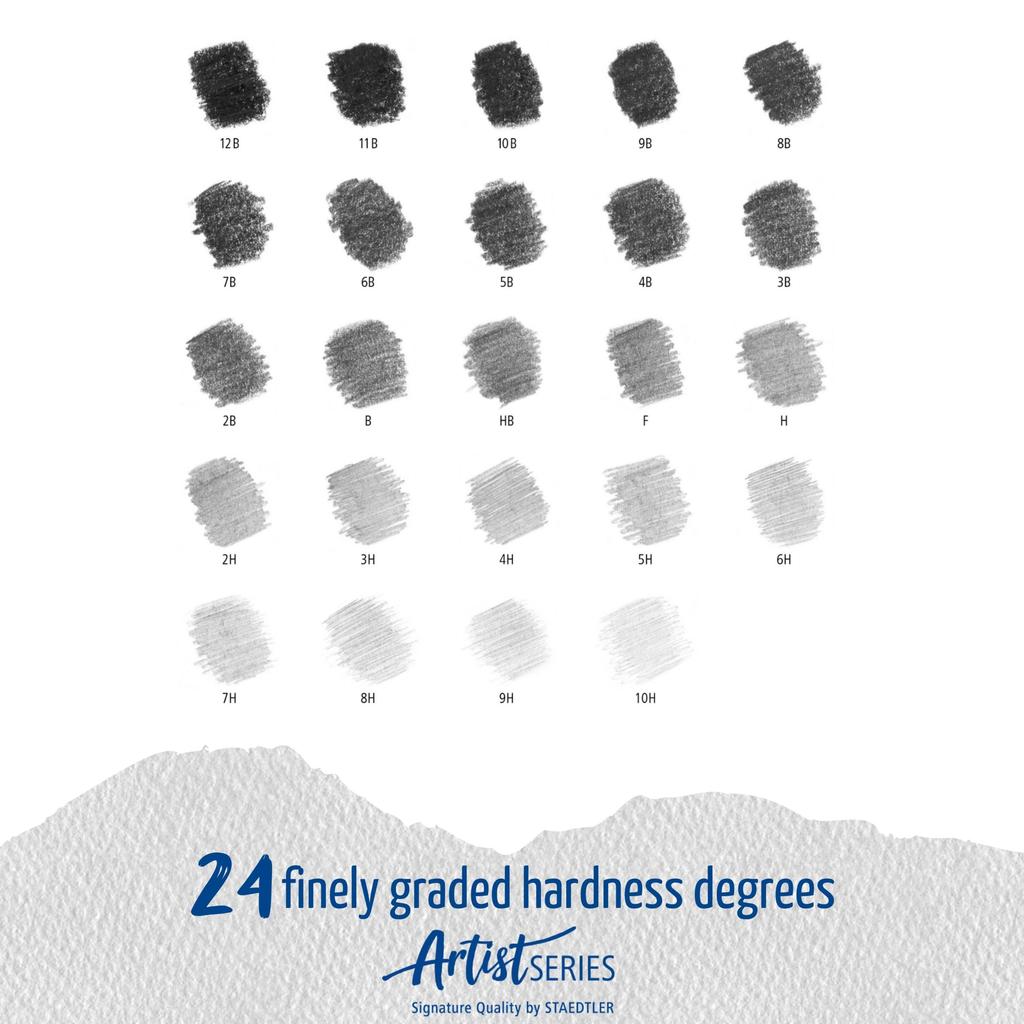 Staedtler Mars Lumograph Pencil 24 Hardness Drawing 100 G24 Black Set, Grades, Pencils,